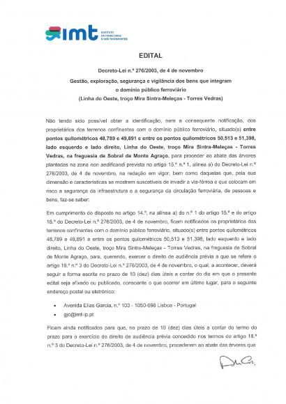 Edital Infraestruturas de Portugal - Imt 
