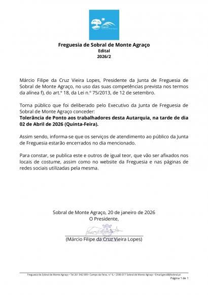 Edital n&uacute;mero 2026/2 - Toler&acirc;ncia de Ponto P&aacute;scoa