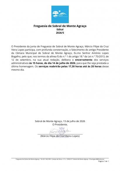 Edital 2026/5 - Encerramento dos servi&ccedil;os 